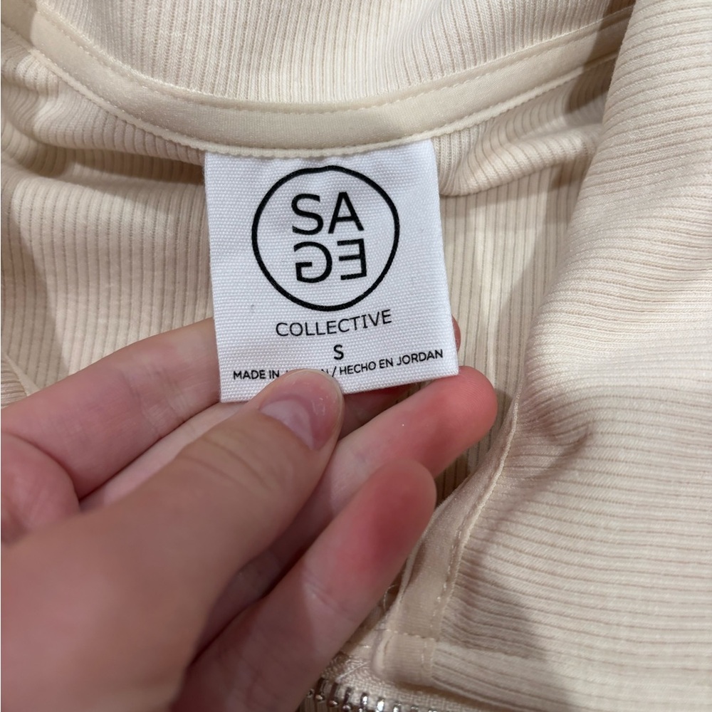 SAGE Collective Cream Quarter Zip Pullover - Picture 2 of 5